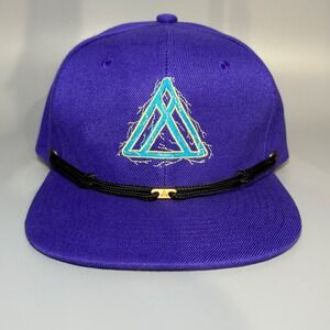 Findlay Hat Purple Mountain Pyramid Flat Brim Snapback Cap Rope Cord Fitted